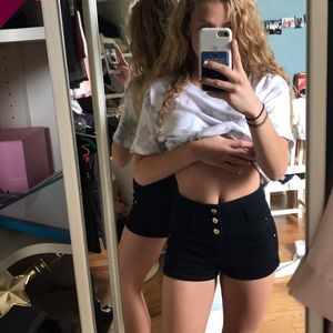 High waisted black shorts